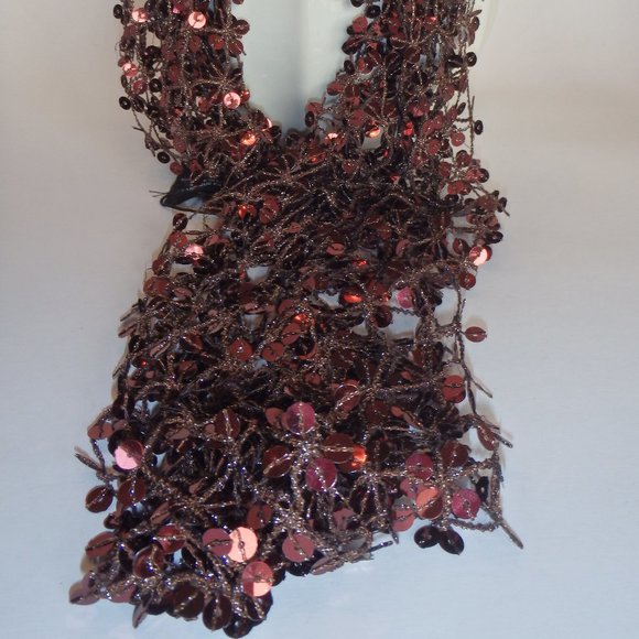 Charlie Paige Burgundy Sequin Scarf NEW - Picture 5 of 5